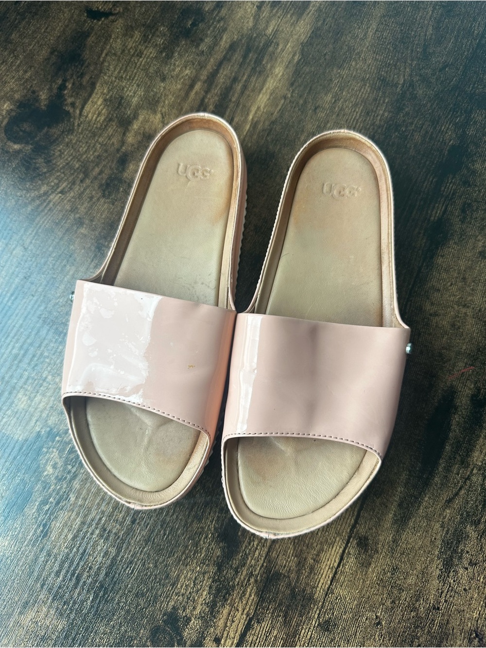 UGG Women's Jane Pink Patent Slide Sandals